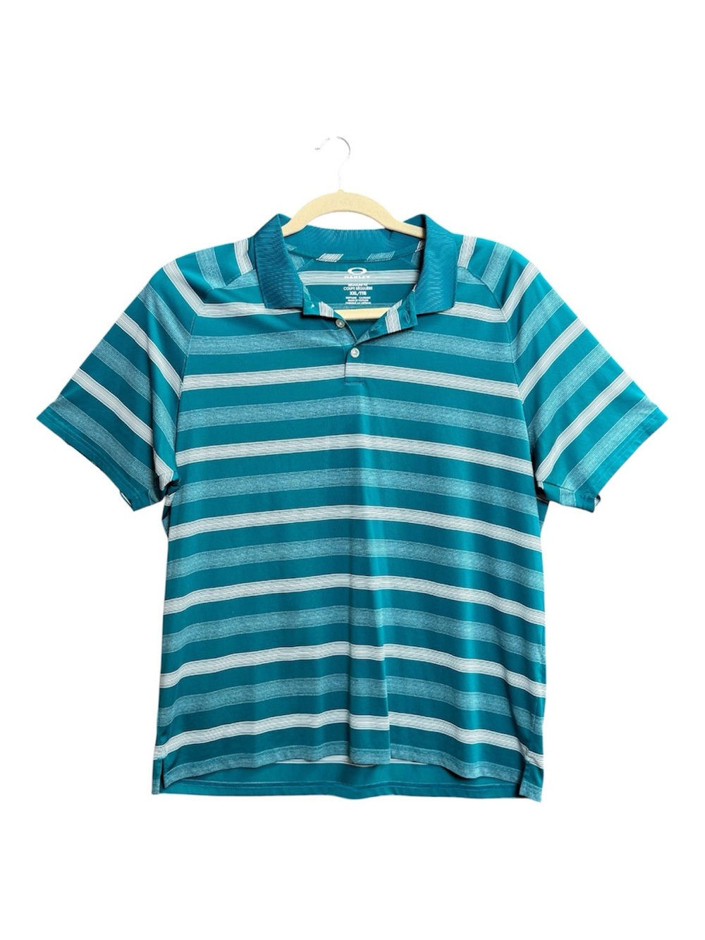 Oakley Teal and Light Teal Striped Polo